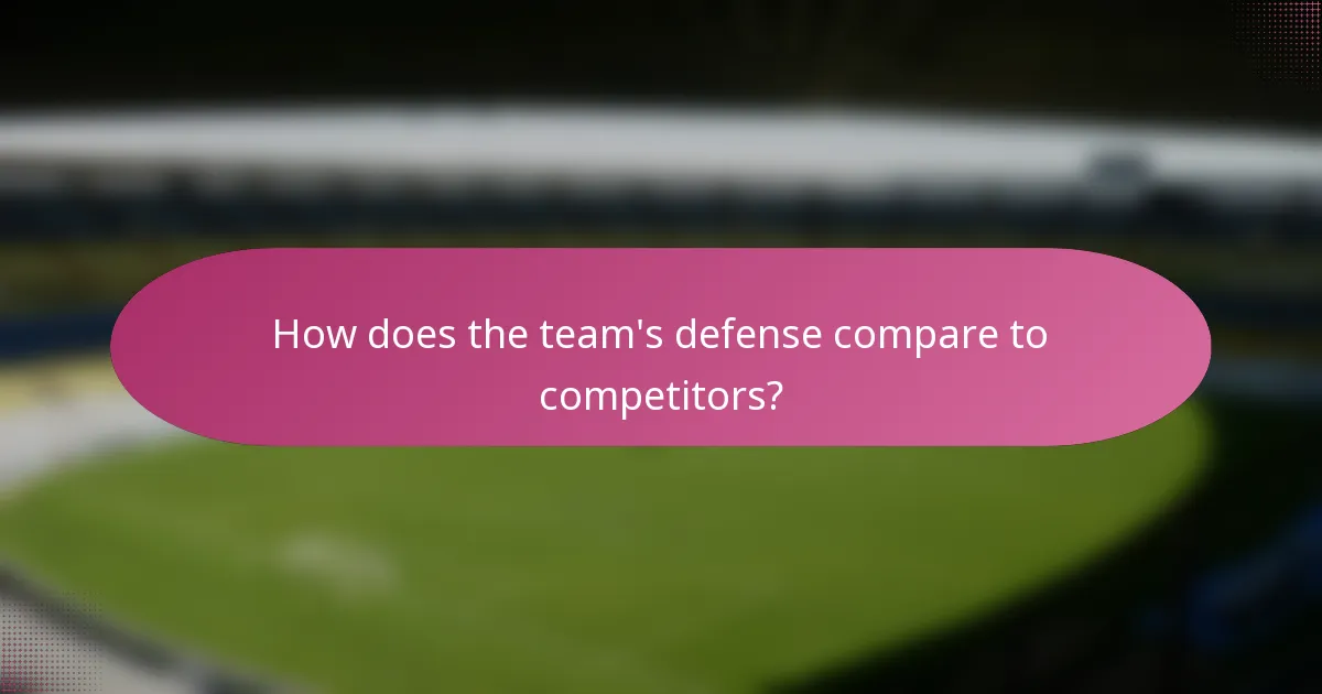 How does the team's defense compare to competitors?