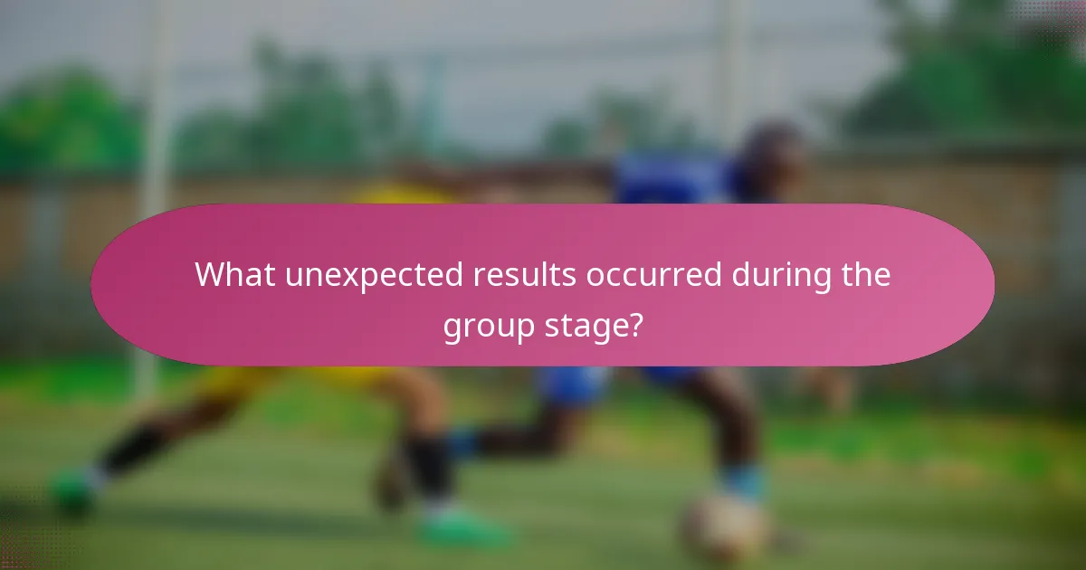 What unexpected results occurred during the group stage?